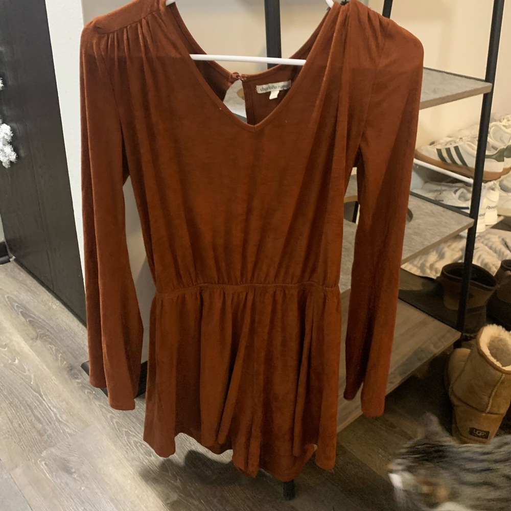 Burnt Orange Velvet Romper